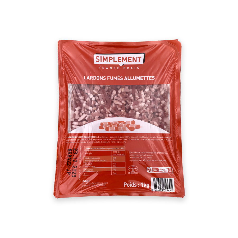 Lardons allumettes fumés frais