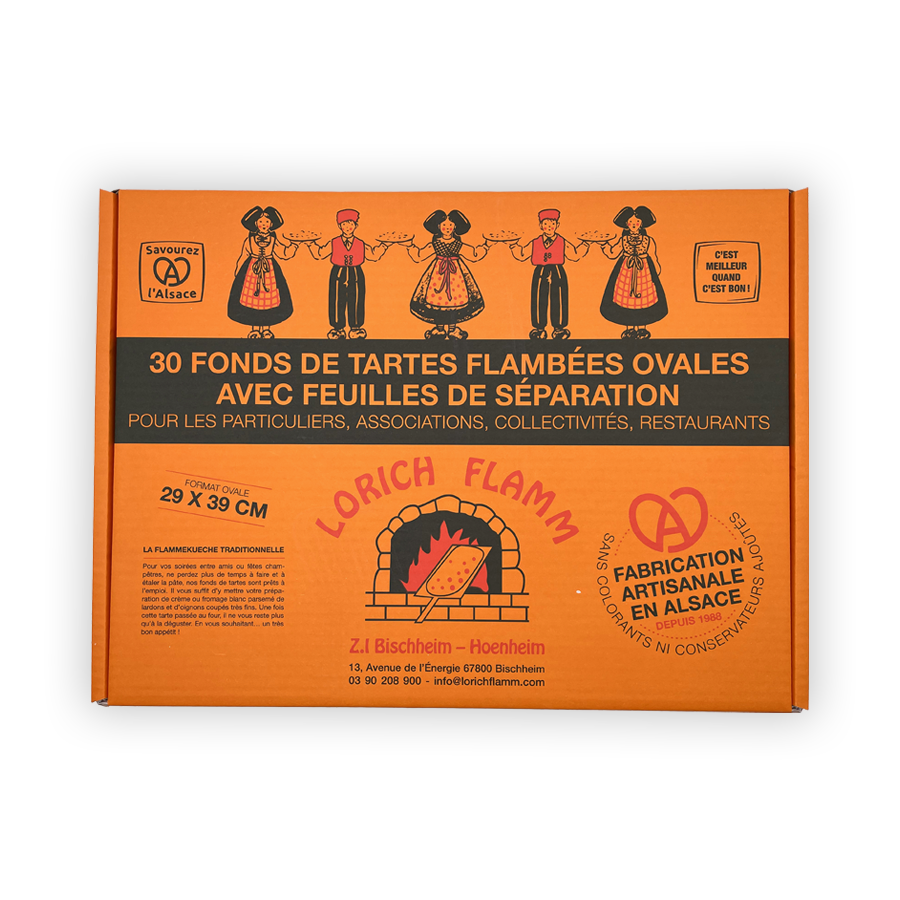 Cartons de 30 fonds de tartes flambées ovales