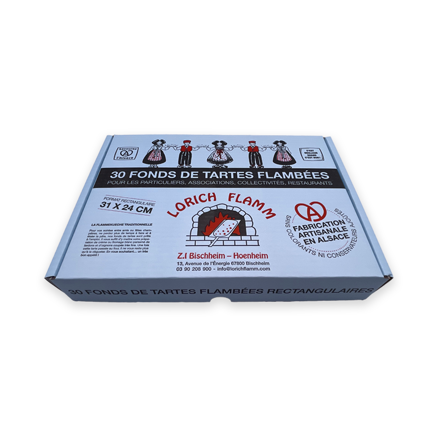 Cartons de 30 fonds de tartes flambées rectangulaires