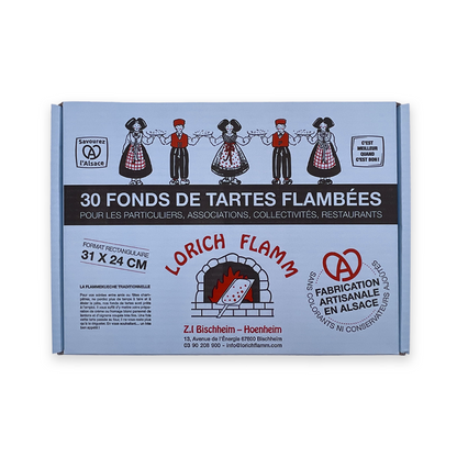 Cartons de 30 fonds de tartes flambées rectangulaires